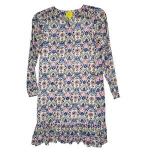 Roller Rabbit Girls 12 Colorful Cotton Long Sleeve Baroque Midi Dress Ruffle
